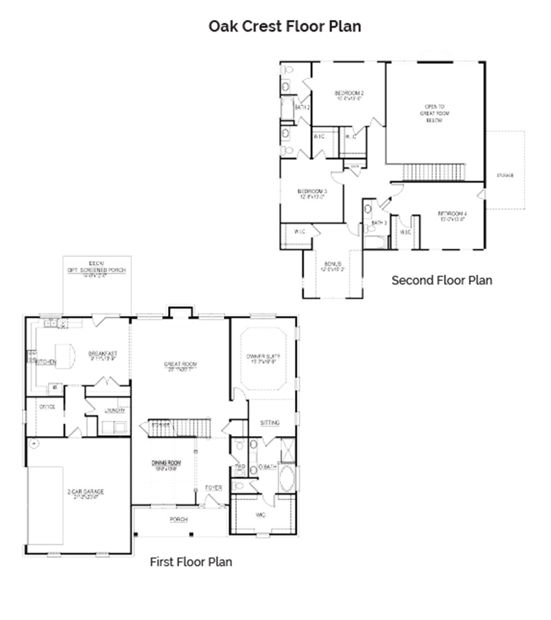 Oak Crest Home Floor Plan at Gentry Farm in King, NC